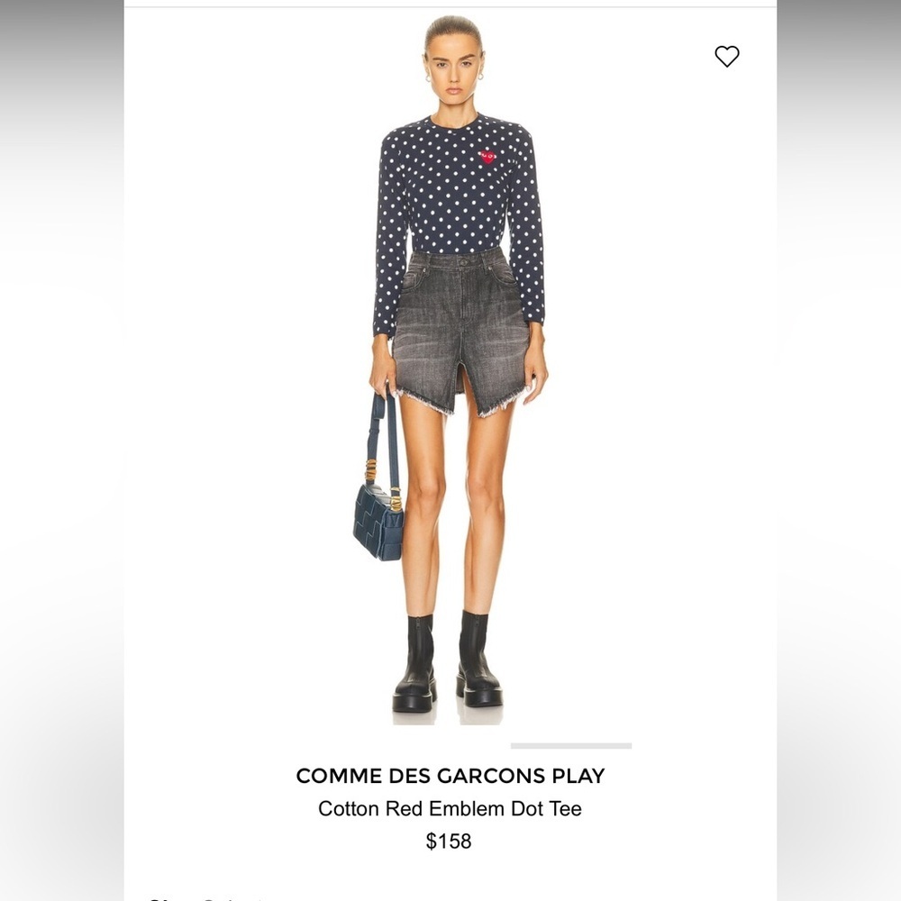 Comme des Garçons red emblem heart PLAY Black Polka Dot Shirt medium NWOT
